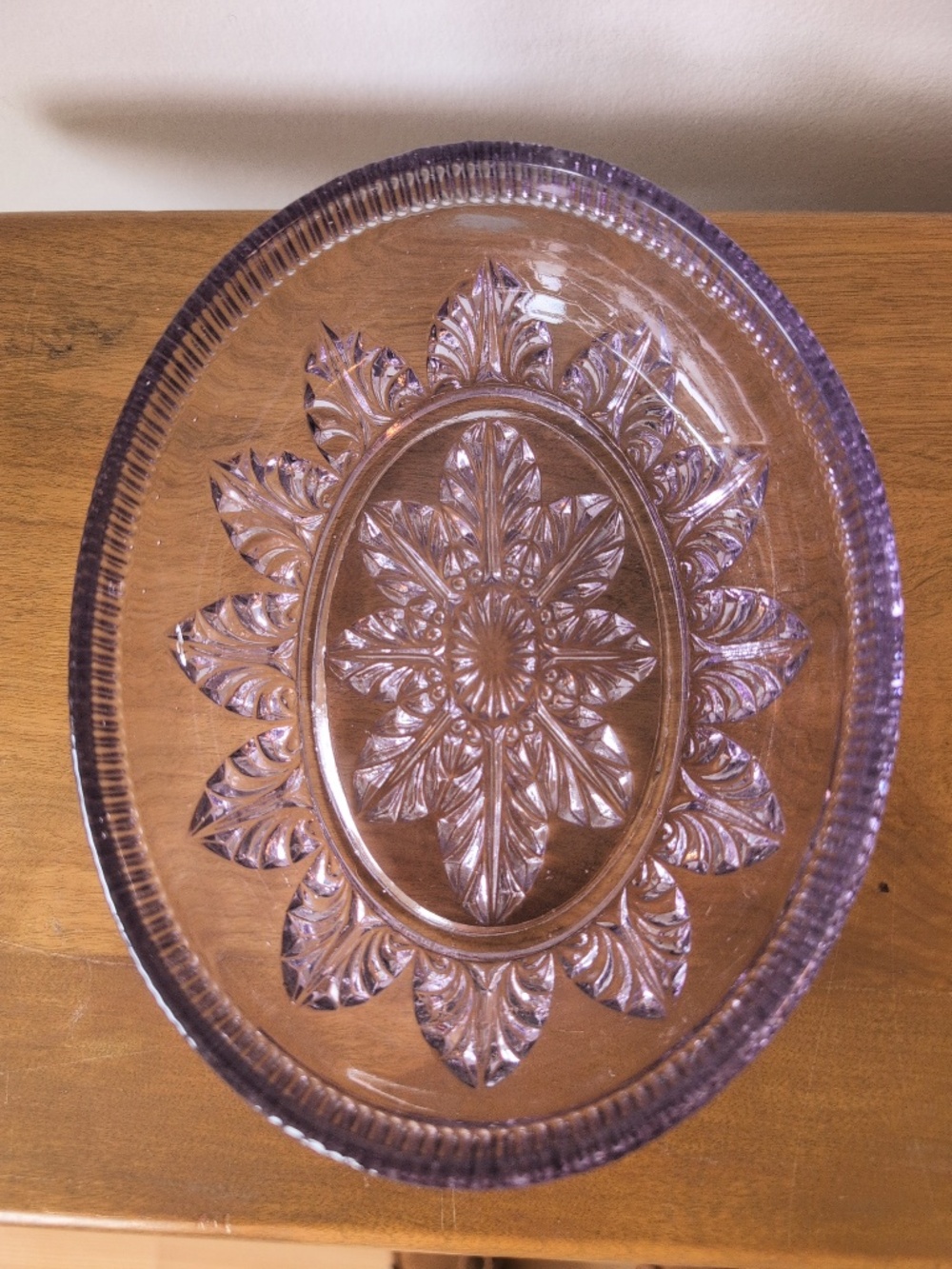 Vintage Amethyst Purple Pressed Glass Windsor Button and Cane Pattern Candy Dish